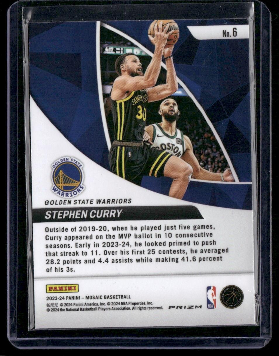 2023-24 Panini Mosaic #6 Stephen Curry Elevate Mosaic Green