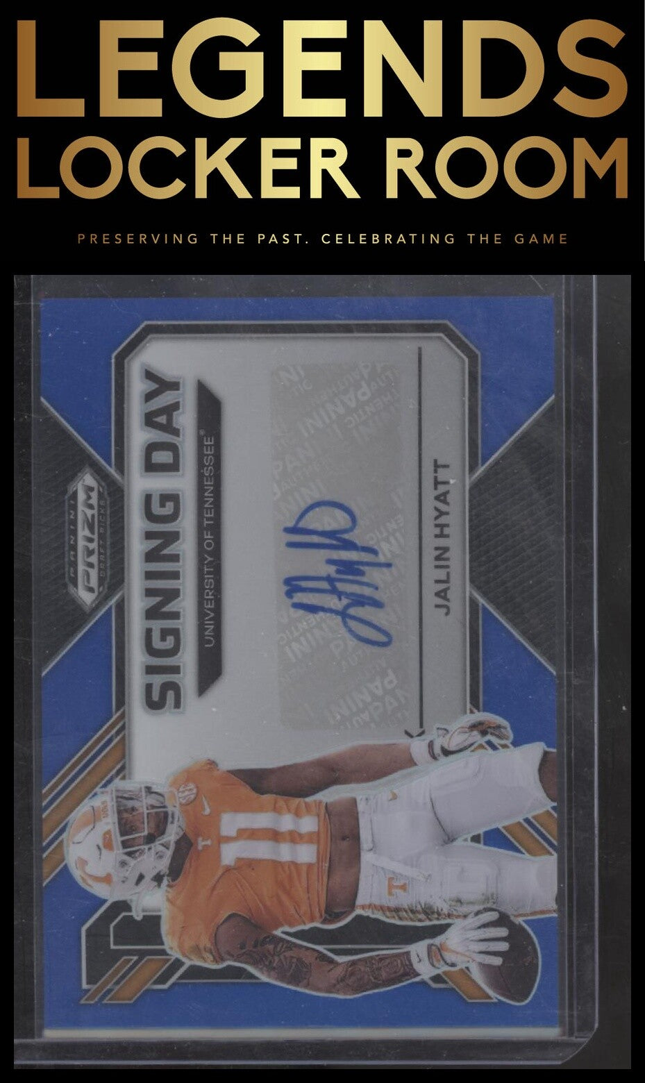 2023 Panini Prizm Draft Picks #SD-JAH Jalin Hyatt Signing Day Blue Prizm #/75