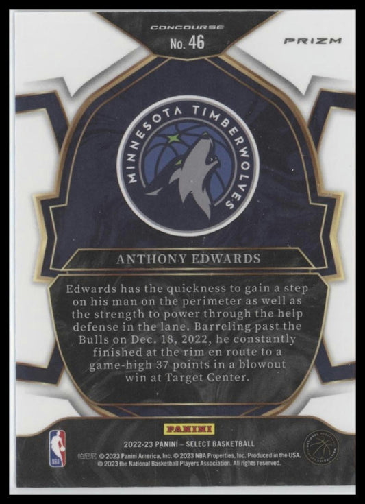 2022-23 Panini Select #46 Anthony Edwards Blue Prizms