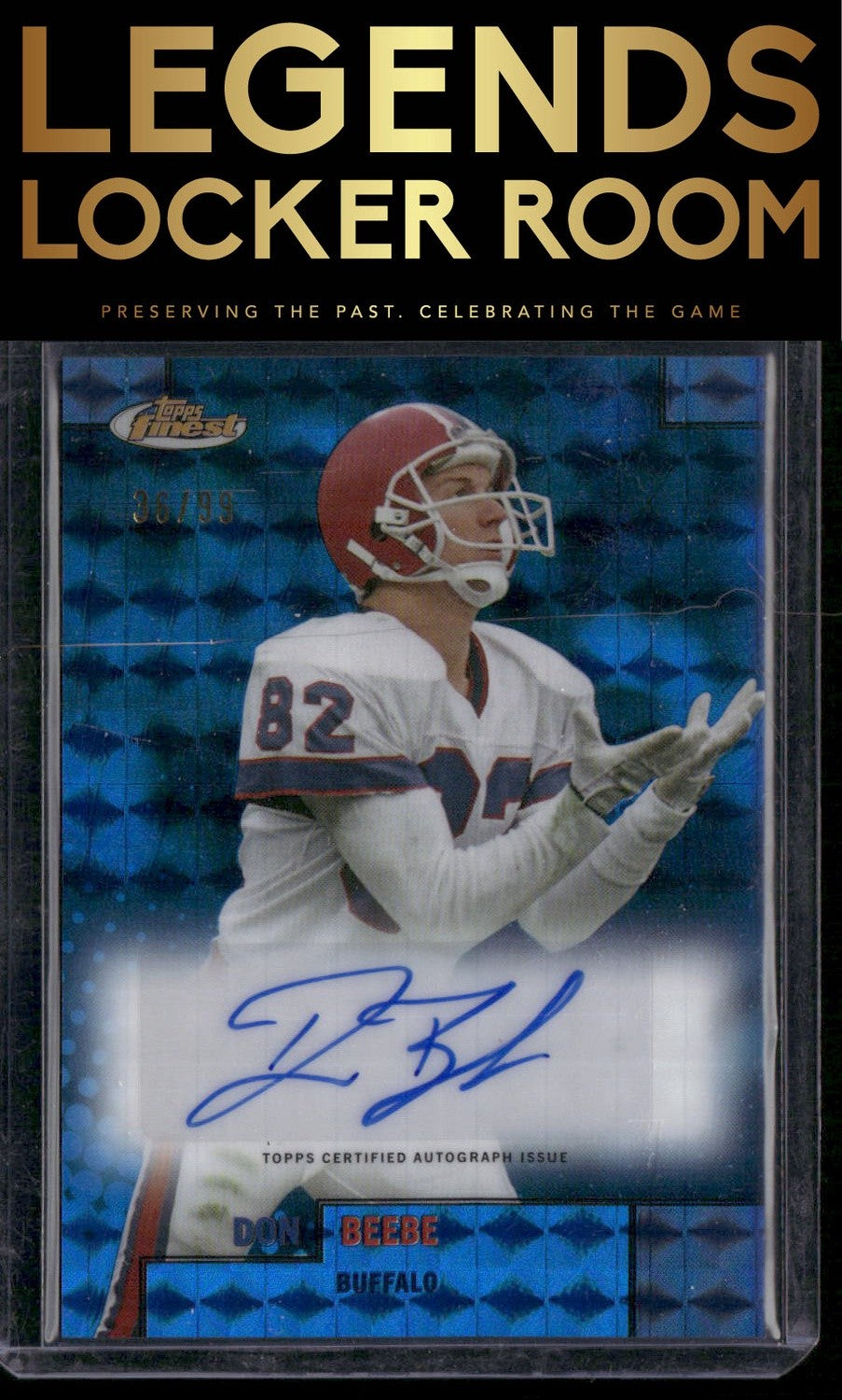 2024 Finest Don Beebe Flashback Autographs Blue Geometric Refractor /99