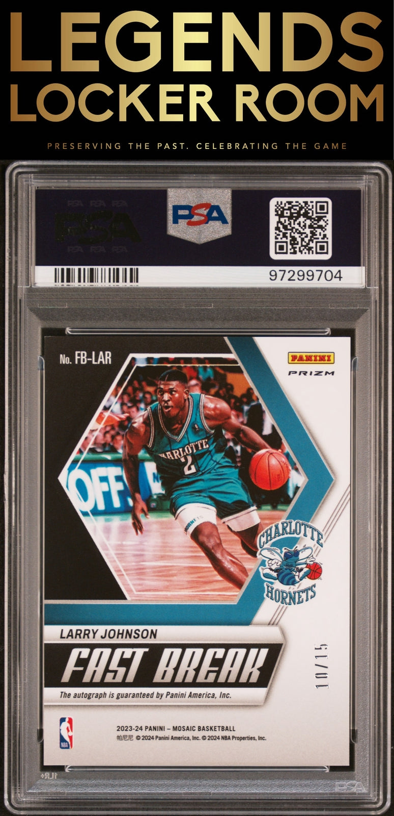 2023 Panini Mosaic Fast Break Auto Larry Johnson Pink PSA 10