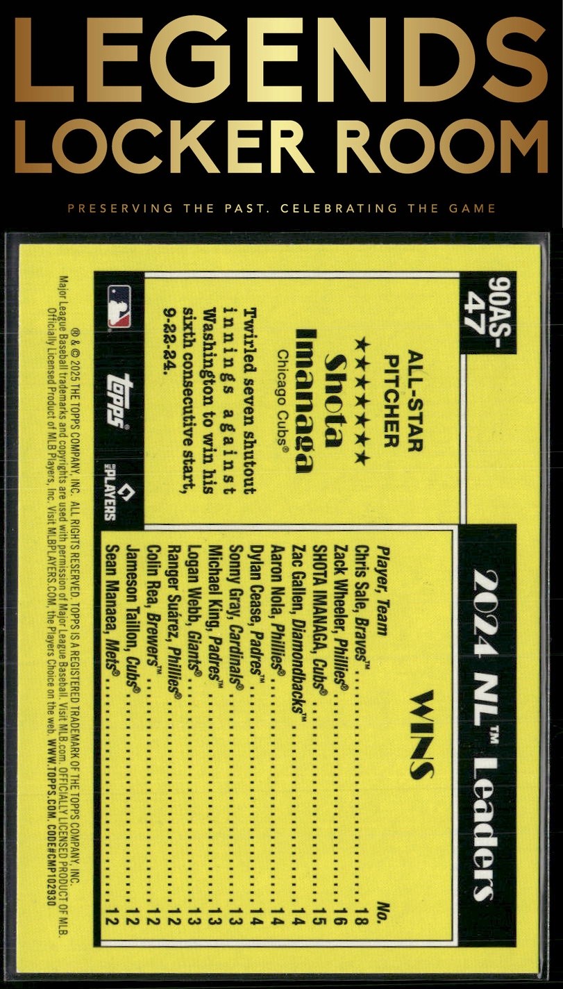 2025 Topps Shota Imanaga 1990 Topps Baseball 35th Anniversary All-Stars
