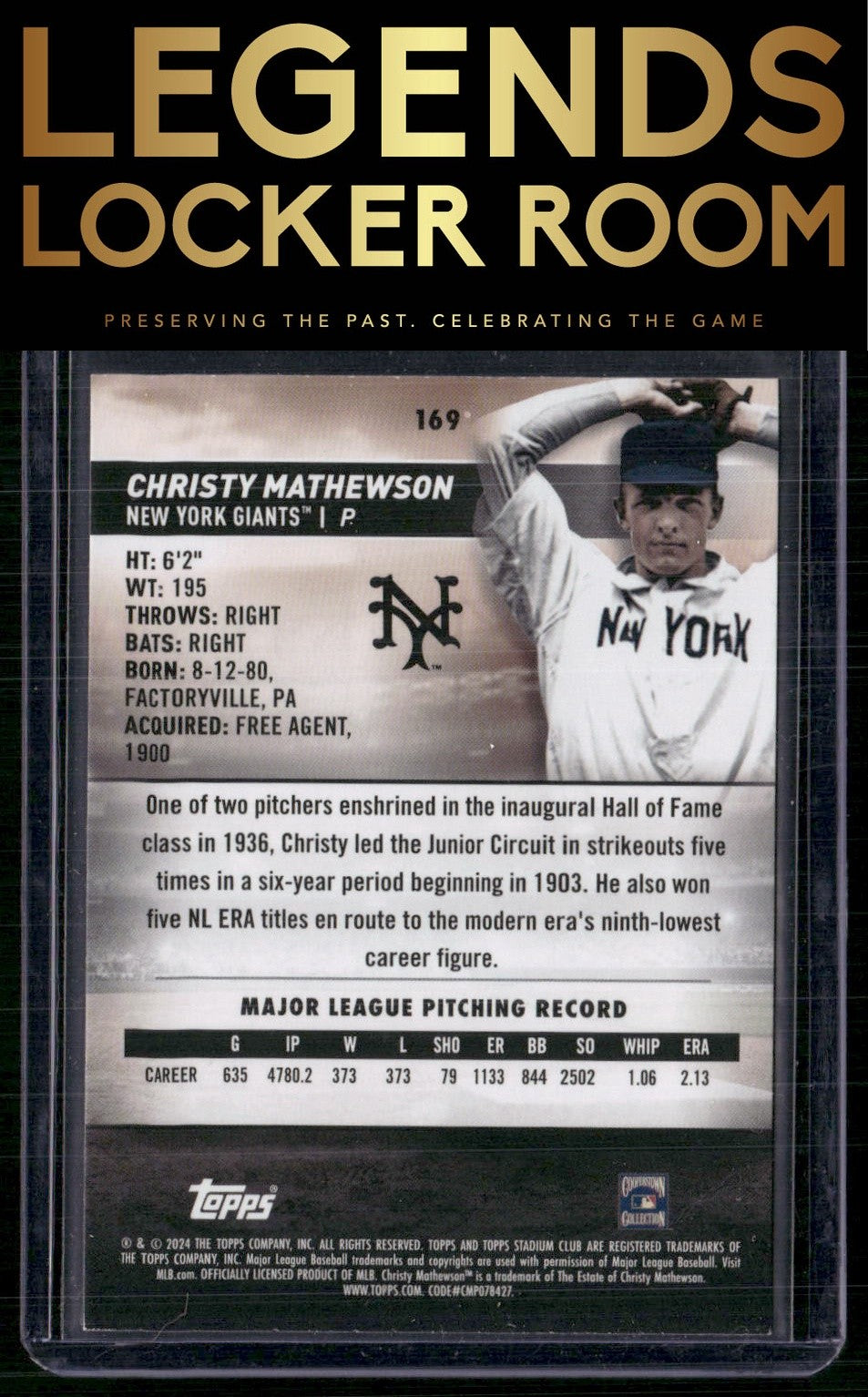 2024 Stadium Club #169 Christy Mathewson
