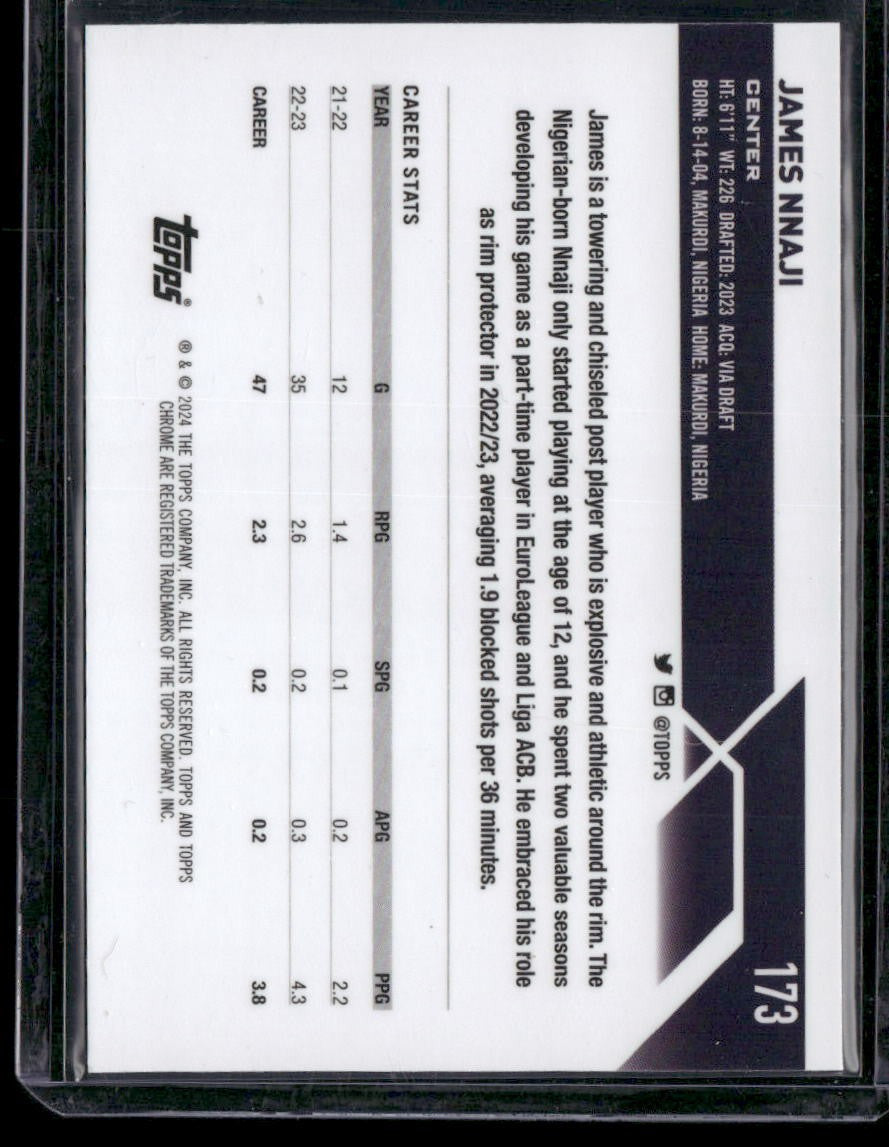 2023-24 Topps Chrome Sapphire #173 James Nnaji