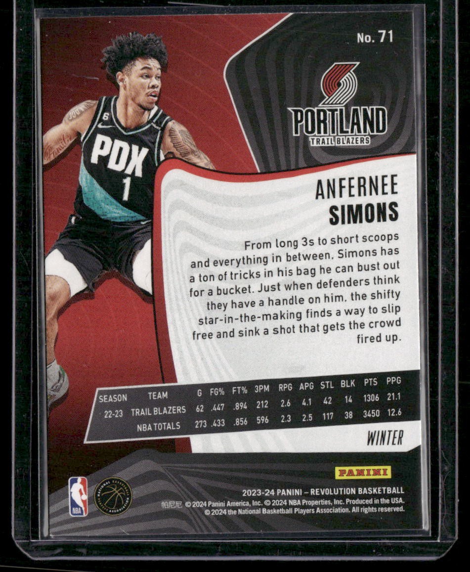 2023-24 Panini Revolution #71 Anfernee Simons Winter