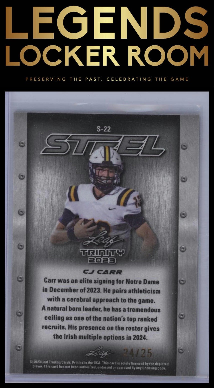 2023 Leaf Trinity - Steel Pink Lava #S-22 CJ Carr #/25