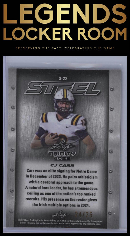 2023 Leaf Trinity - Steel Pink Lava #S-22 CJ Carr #/25