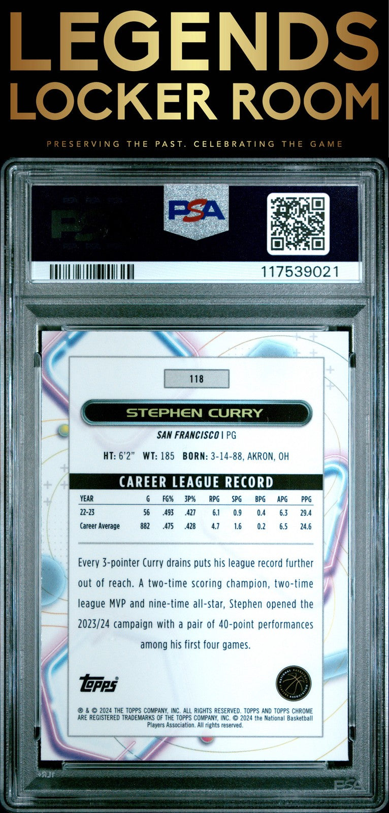 2023 Topps Cosmic Chrome Stephen Curry Gold Interstellar /50 PSA 10