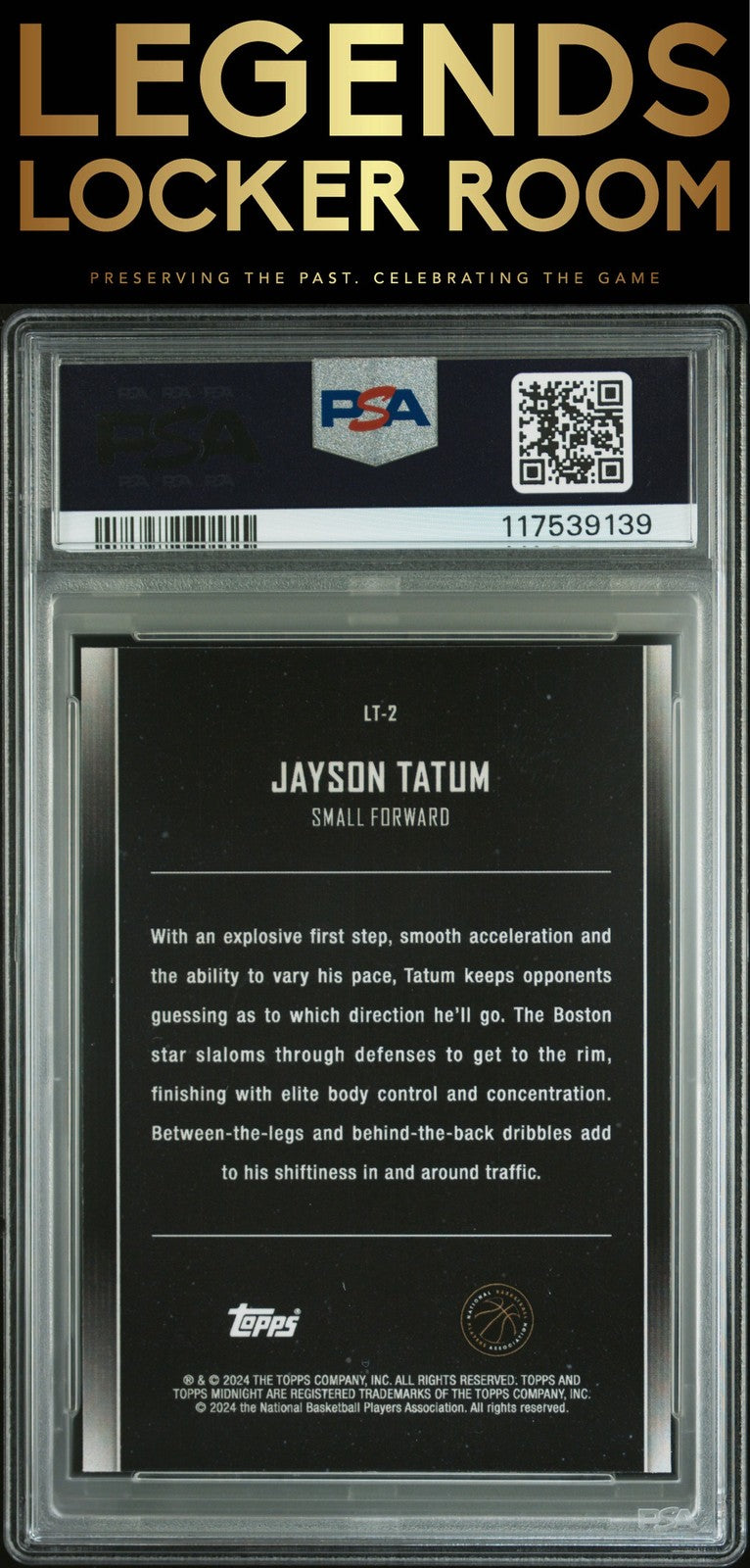 2023 Topps Midnight Lunar Tide #LT2 Jayson Tatum Lunar Tide-Twilight PSA 8