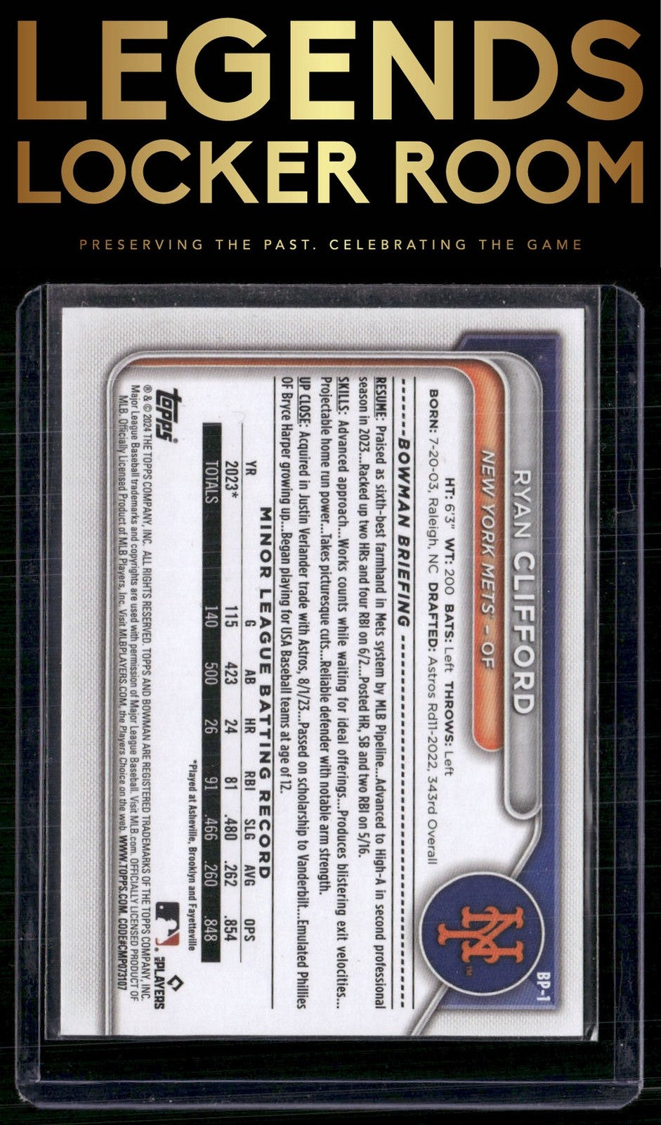 2024 Bowman #BP-1 Ryan Clifford Prospects