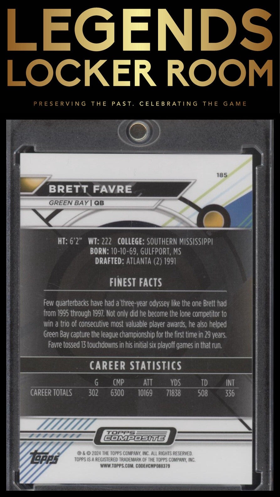 2023 Topps Composite #185 Brett Favre Finest Purple Refractor #/250