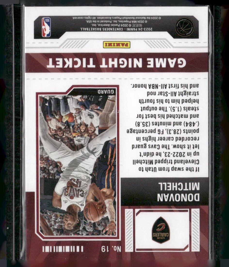 2023-24 Panini Contenders #19 Donovan Mitchell Game Night Ticket