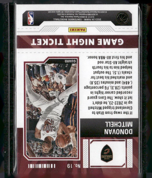 2023-24 Panini Contenders #19 Donovan Mitchell Game Night Ticket
