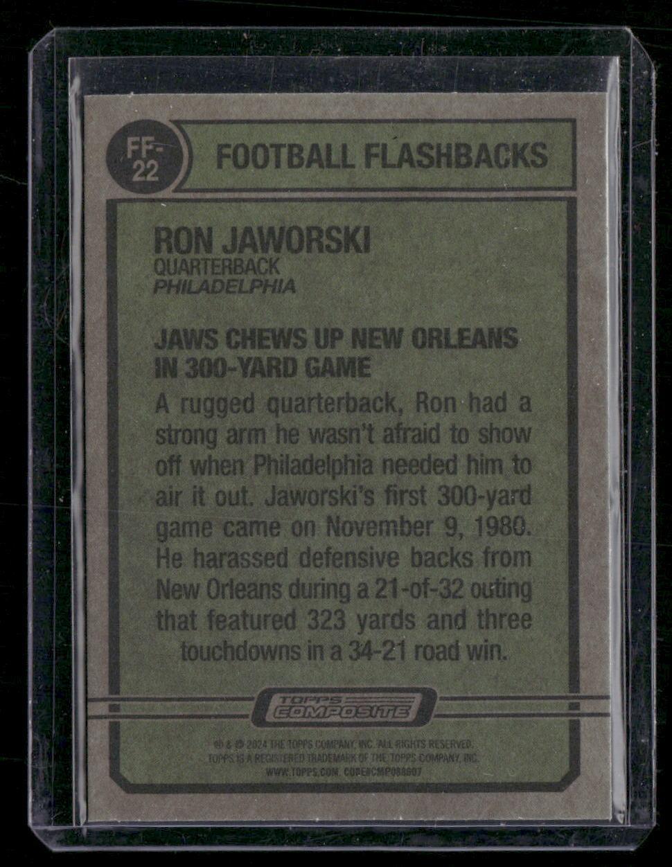 2023 Topps Composite #FF-22 Ron Jaworski Football Flashbacks
