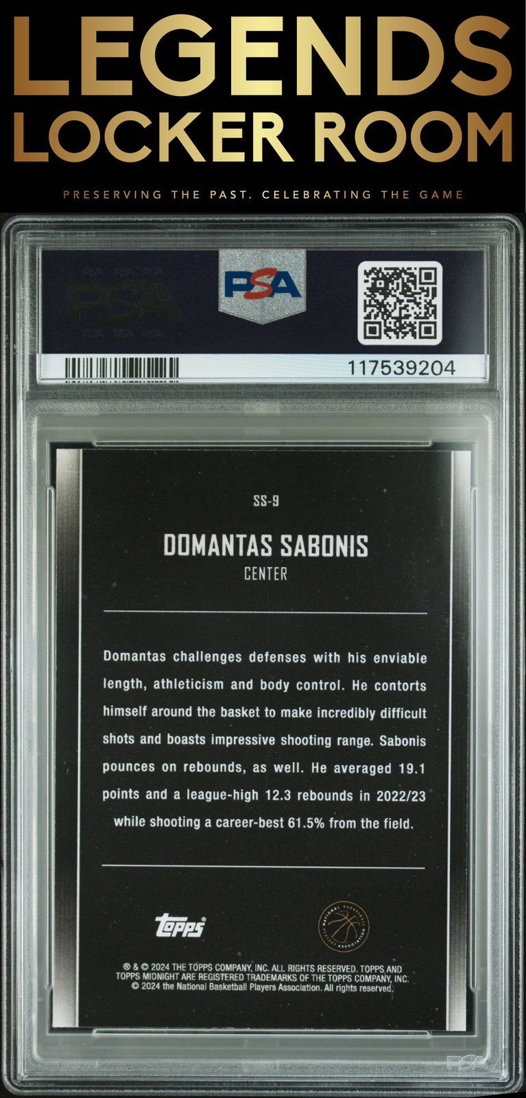 2023 Topps Midnight Star Studded Domantas Sabonis 3/5 PSA 10