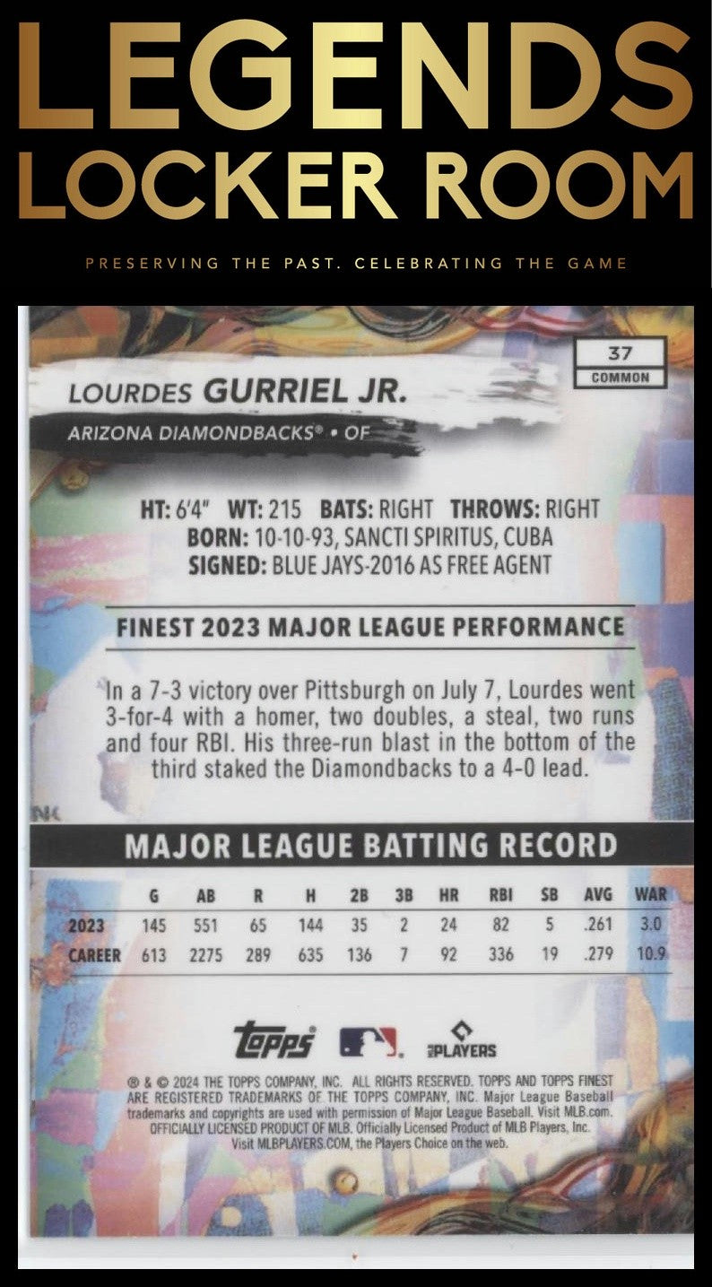 2024 Finest #37 Lourdes Gurriel Jr. Checkerboard Refractor