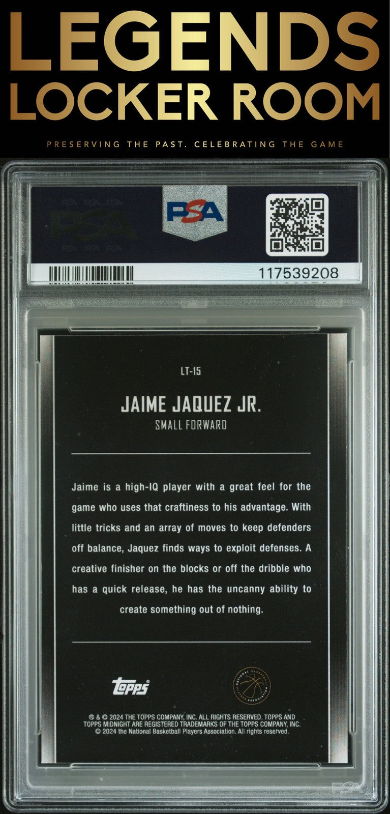 2023 Topps Midnight Lunar Tide #LT15 Jaime Jaquez Jr. Lunar Tide-Daybreak PSA 9