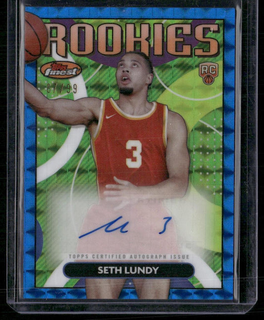2023-24 Finest Seth Lundy Rookie Finest Auto Blue Geometric /99