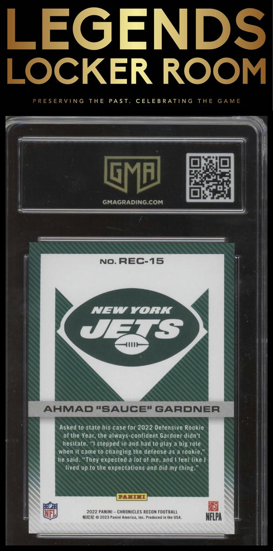 2022 Panini Chronicles #REC-15 Ahmad "Sauce" Gardner Recon GMA 10