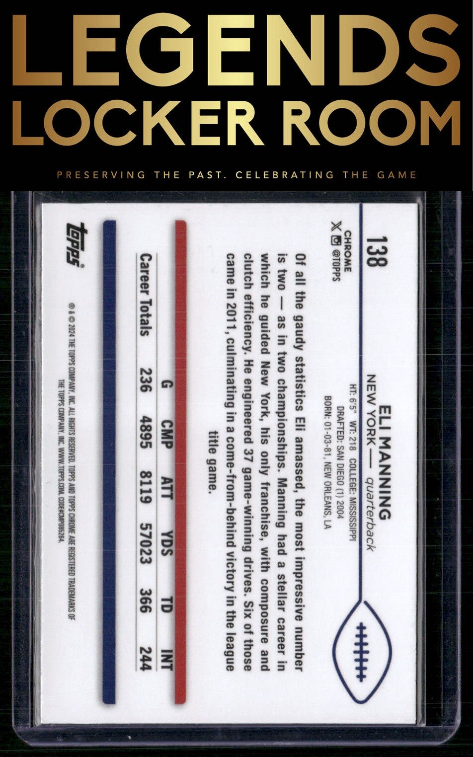 2024 Topps Chrome #138 Eli Manning