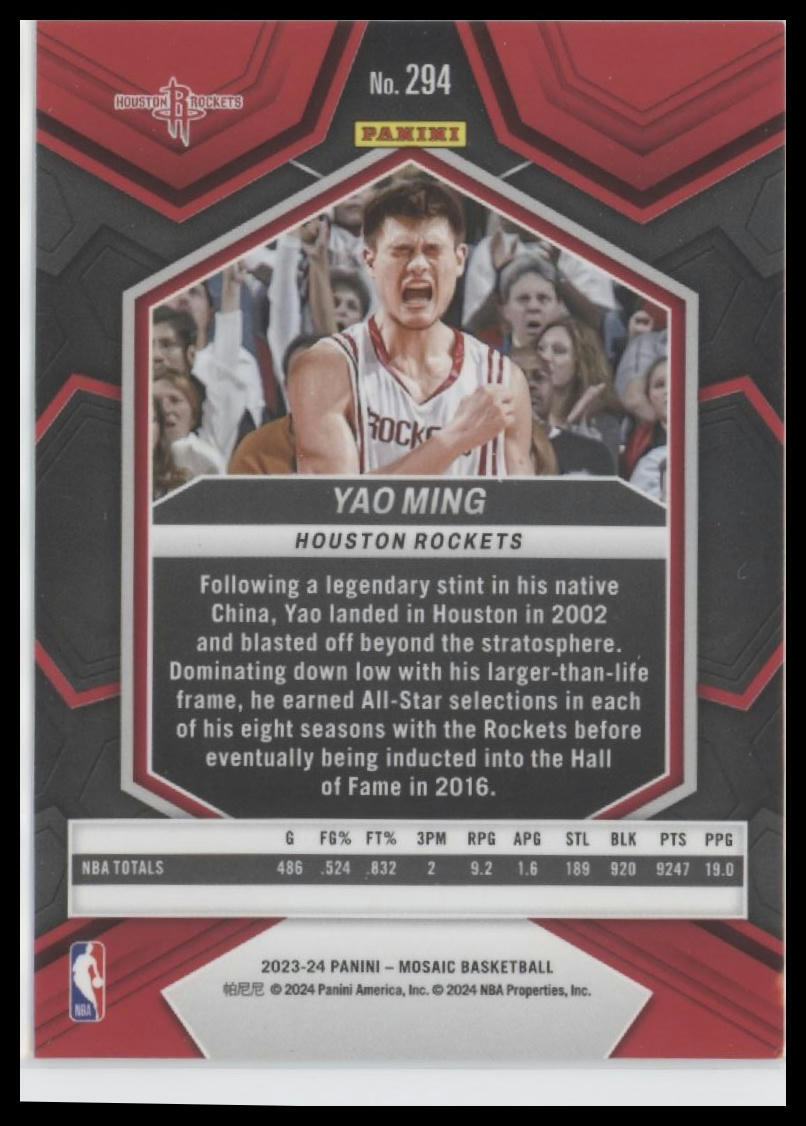 2023-24 Panini Mosaic #294 Yao Ming NBA Greats
