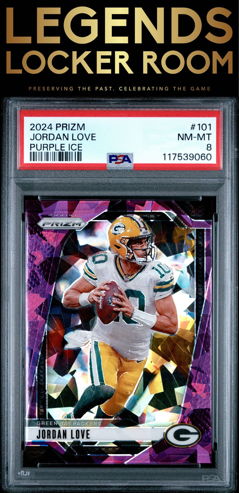 2024 Panini Prizm #101 Jordan Love Purple Ice PSA 8
