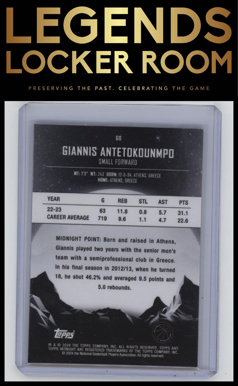 2023-24 Topps Midnight #60 Giannis Antetokounmpo