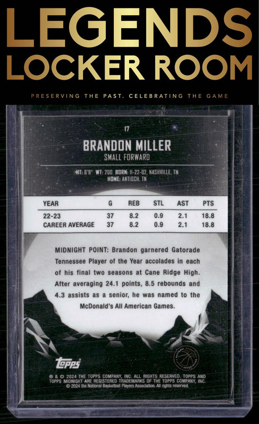 2023-24 Topps Midnight #17 Brandon Miller