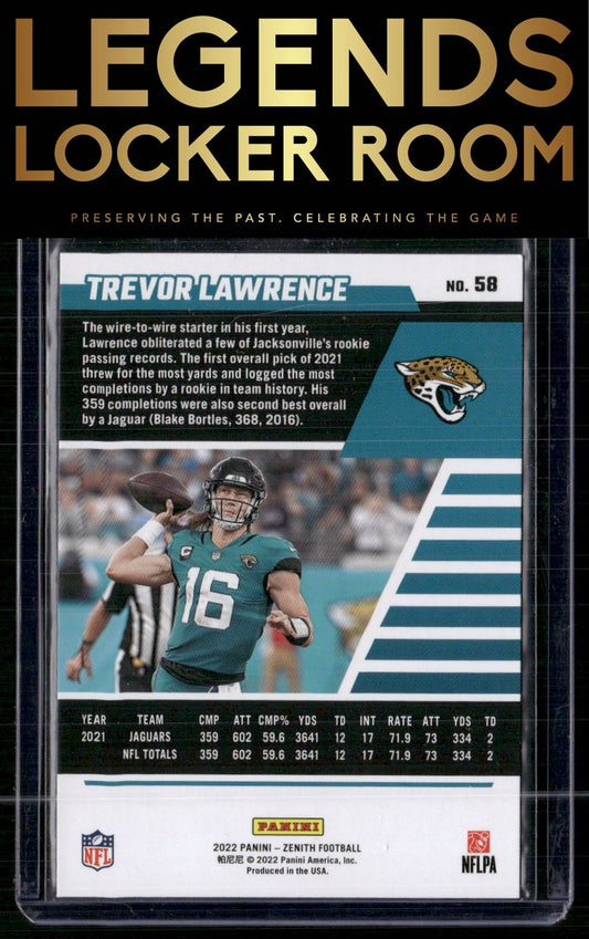2022 Zenith #58 Trevor Lawrence Red Zone