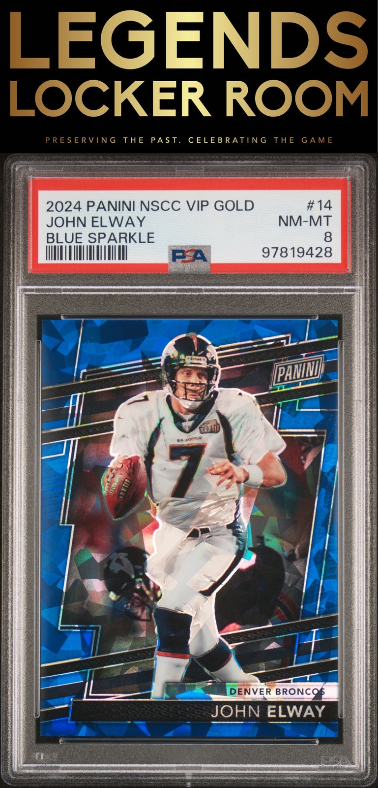 2024 Panini National Sports Convention John Elway Blue Sparkle