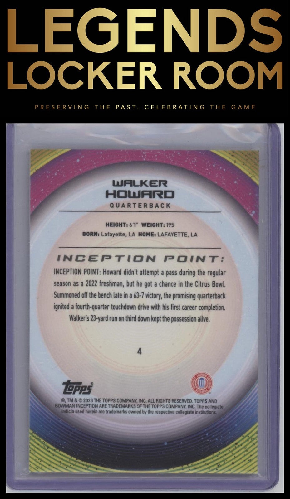 2022-23 Bowman University Inception #4 Walker Howard