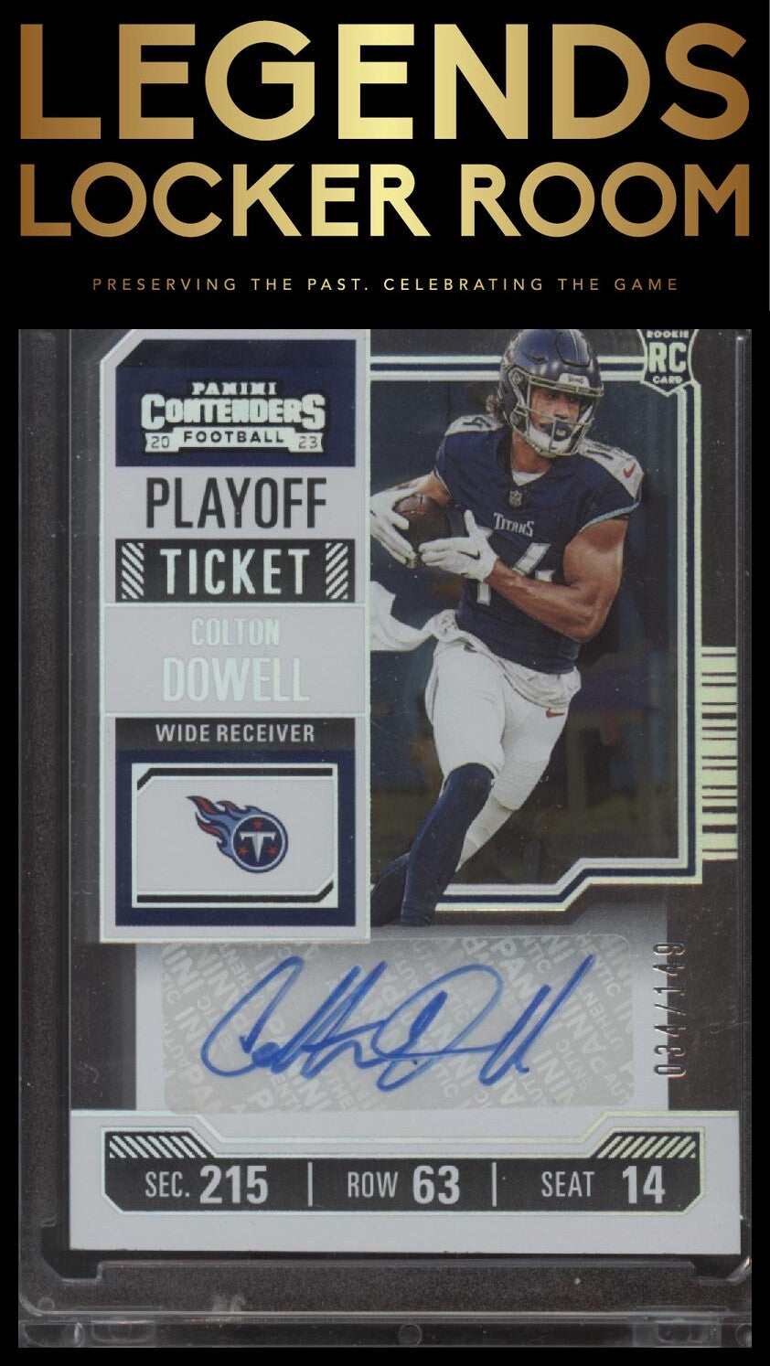 2023 Panini Contenders #159 Colton Dowell Playoff Ticket #/149 Autograph