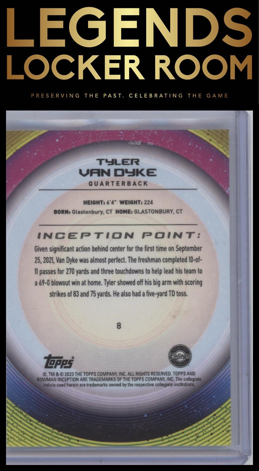 2022-23 Bowman University Inception #8 Tyler Van Dyke