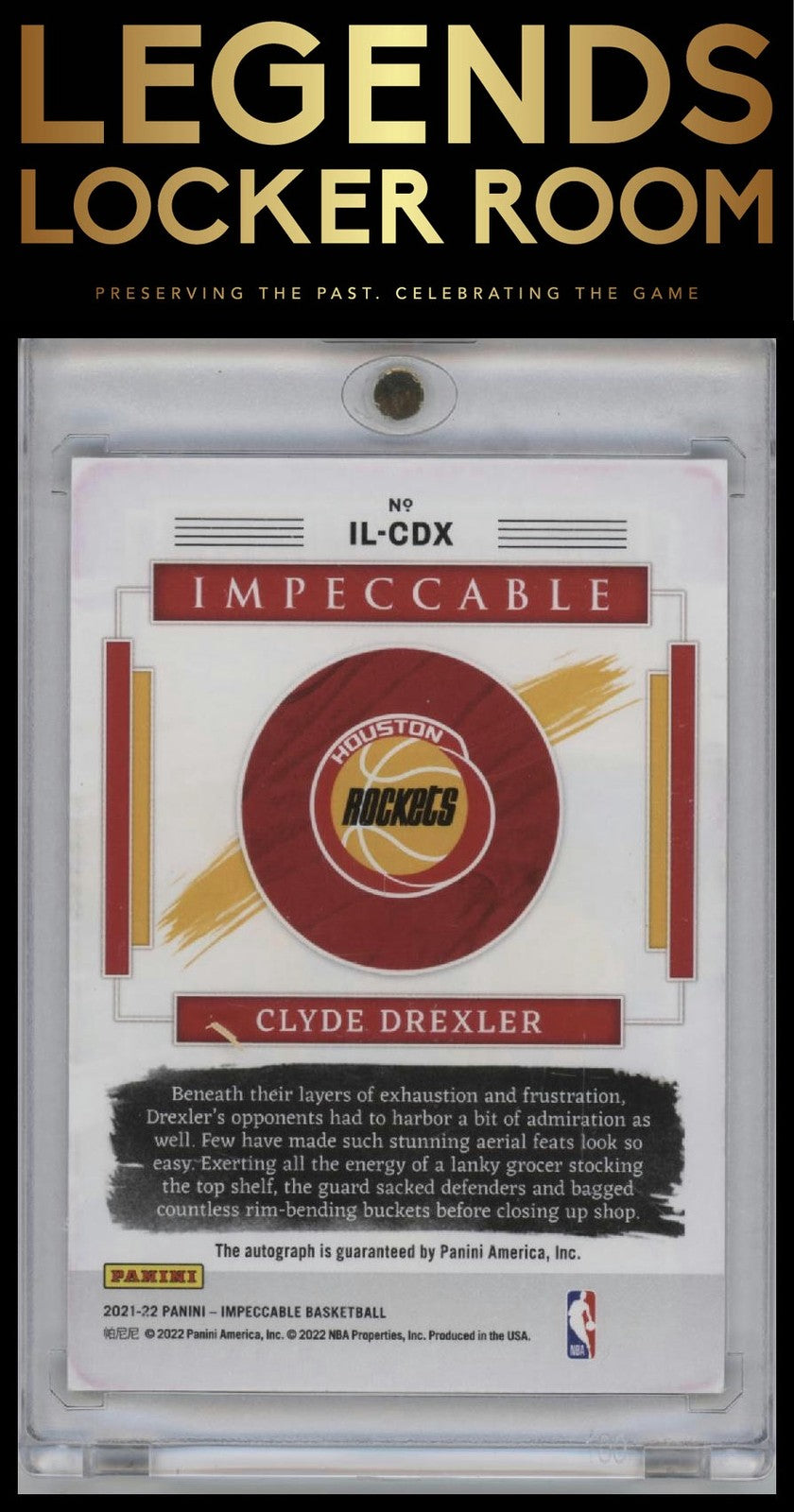 2021-22 Panini Impeccable #IL-CDX Clyde Drexler Illustrious Ink #/35
