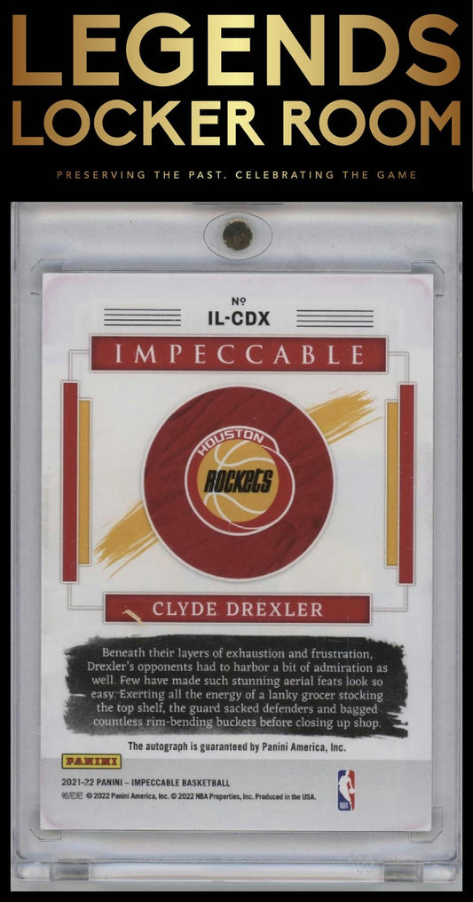 2021-22 Panini Impeccable #IL-CDX Clyde Drexler Illustrious Ink #/35