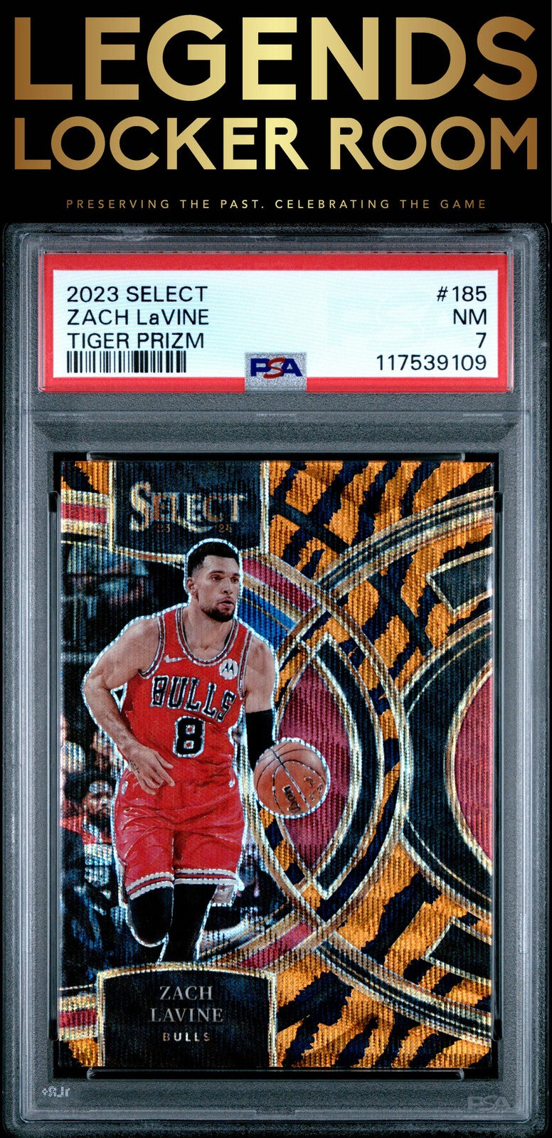 2023 Panini Select #185 Zach Lavine Tiger Prizm PSA 7
