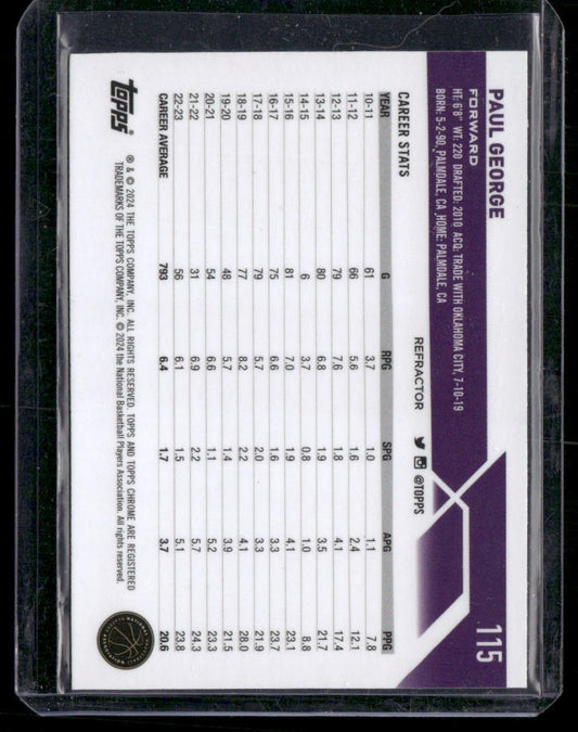 2023-24 Topps Chrome #115 Paul George Refractors