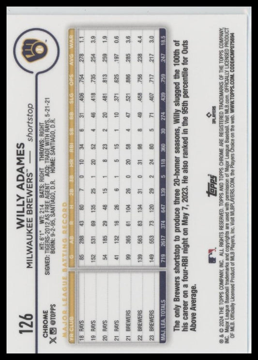 2024 Topps Chrome #126 Willy Adames