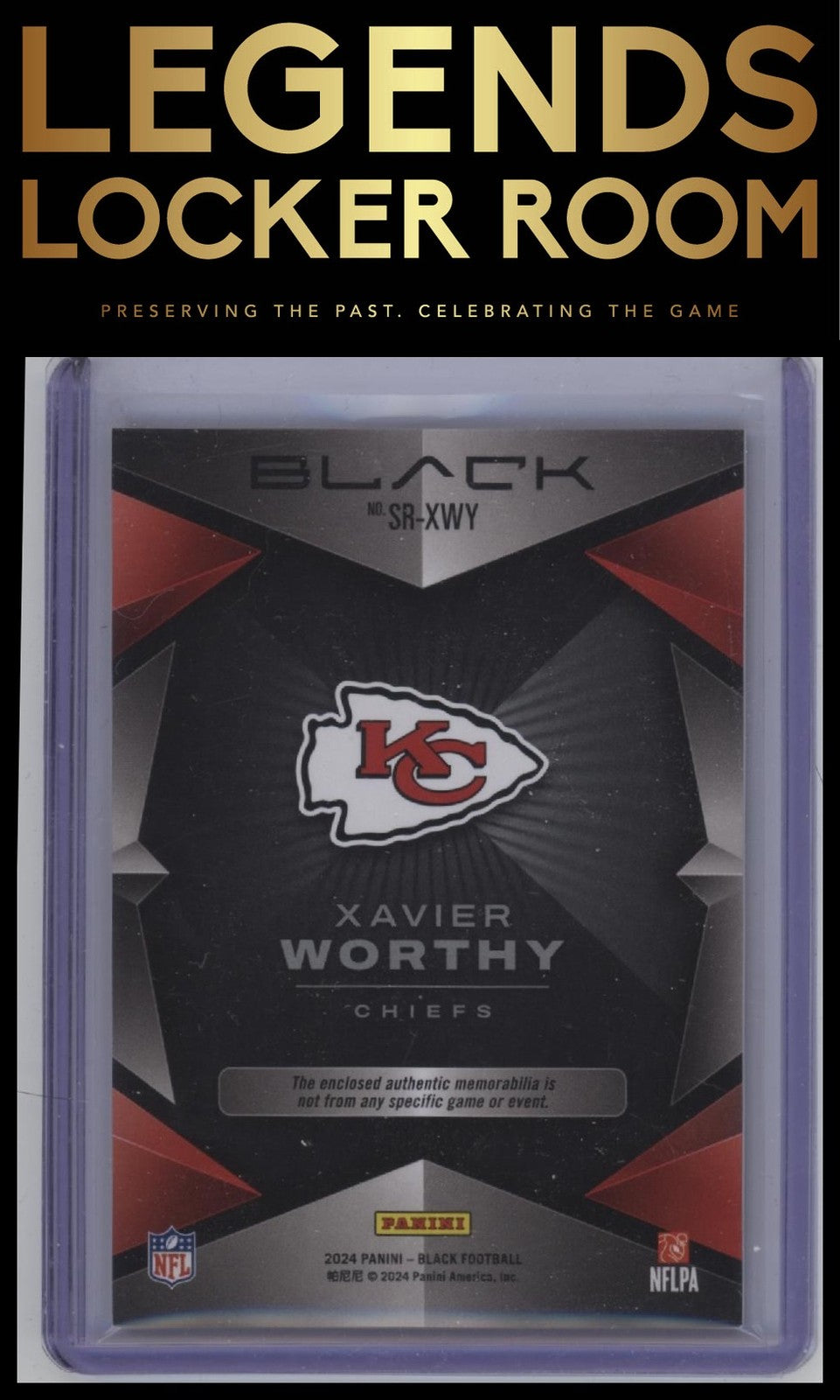 2024 Panini Black #SR-XWY Xavier Worthy Sizeable Rookie Memorabilia #/150