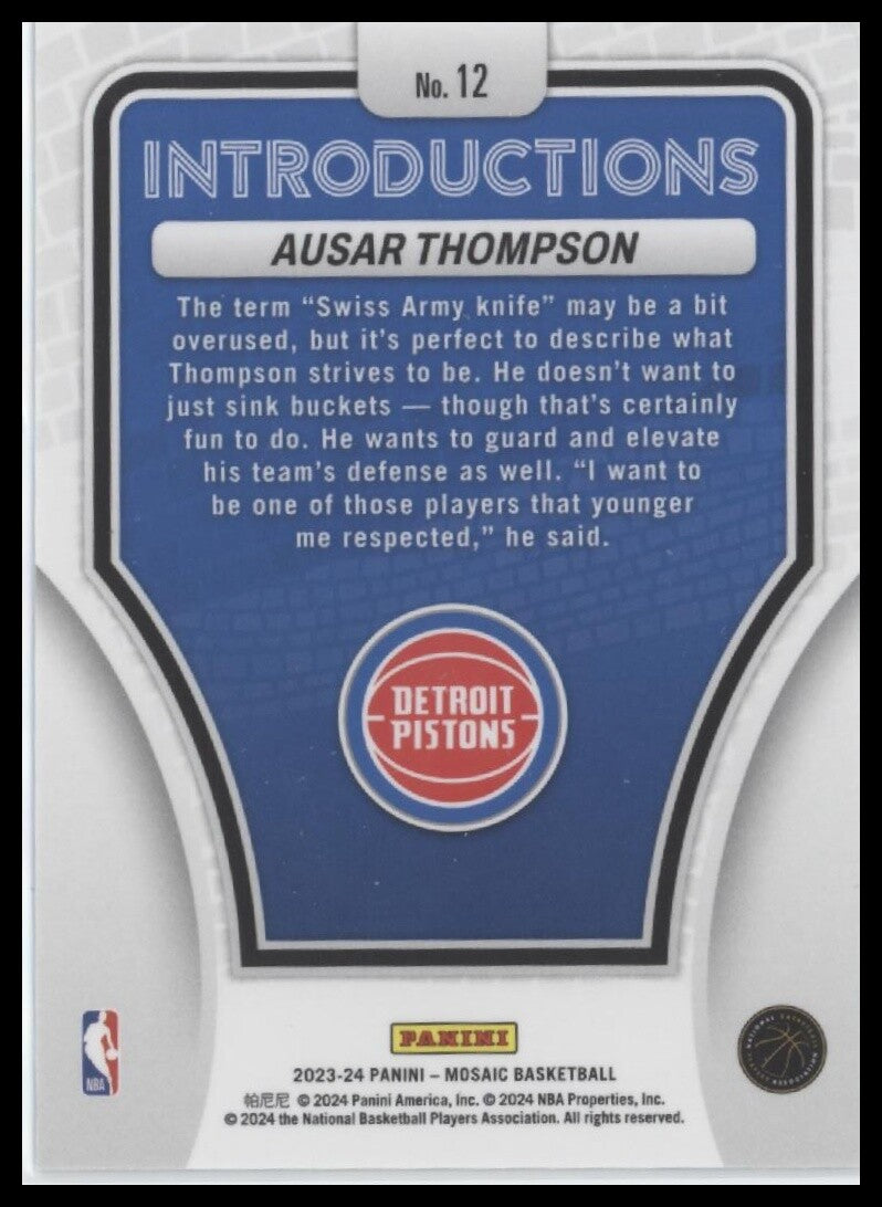 2023-24 Panini Mosaic #12 Ausar Thompson Introductions