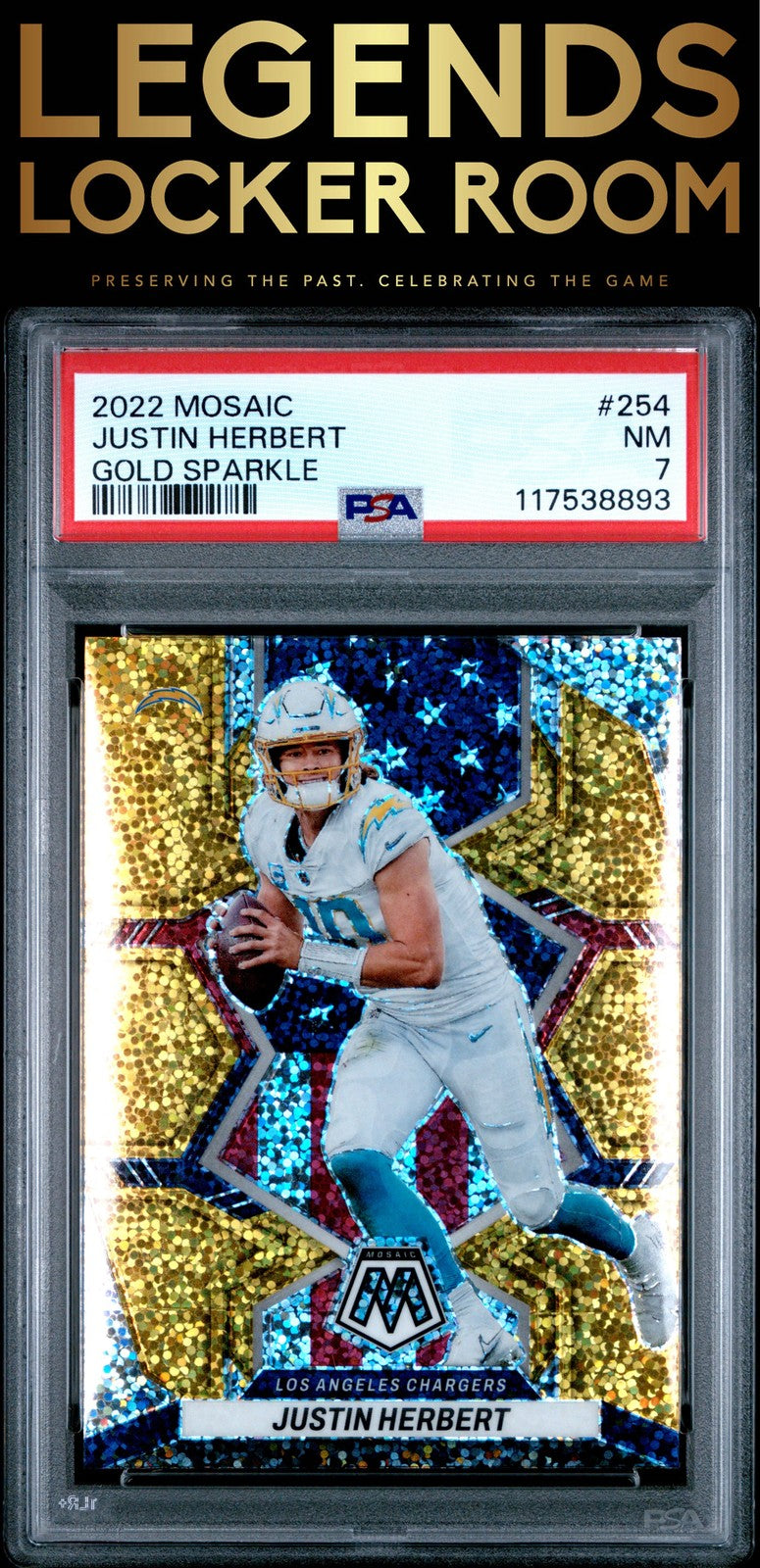 2022 Panini Mosaic #254 Justin Herbert Gold Sparkle PSA 7