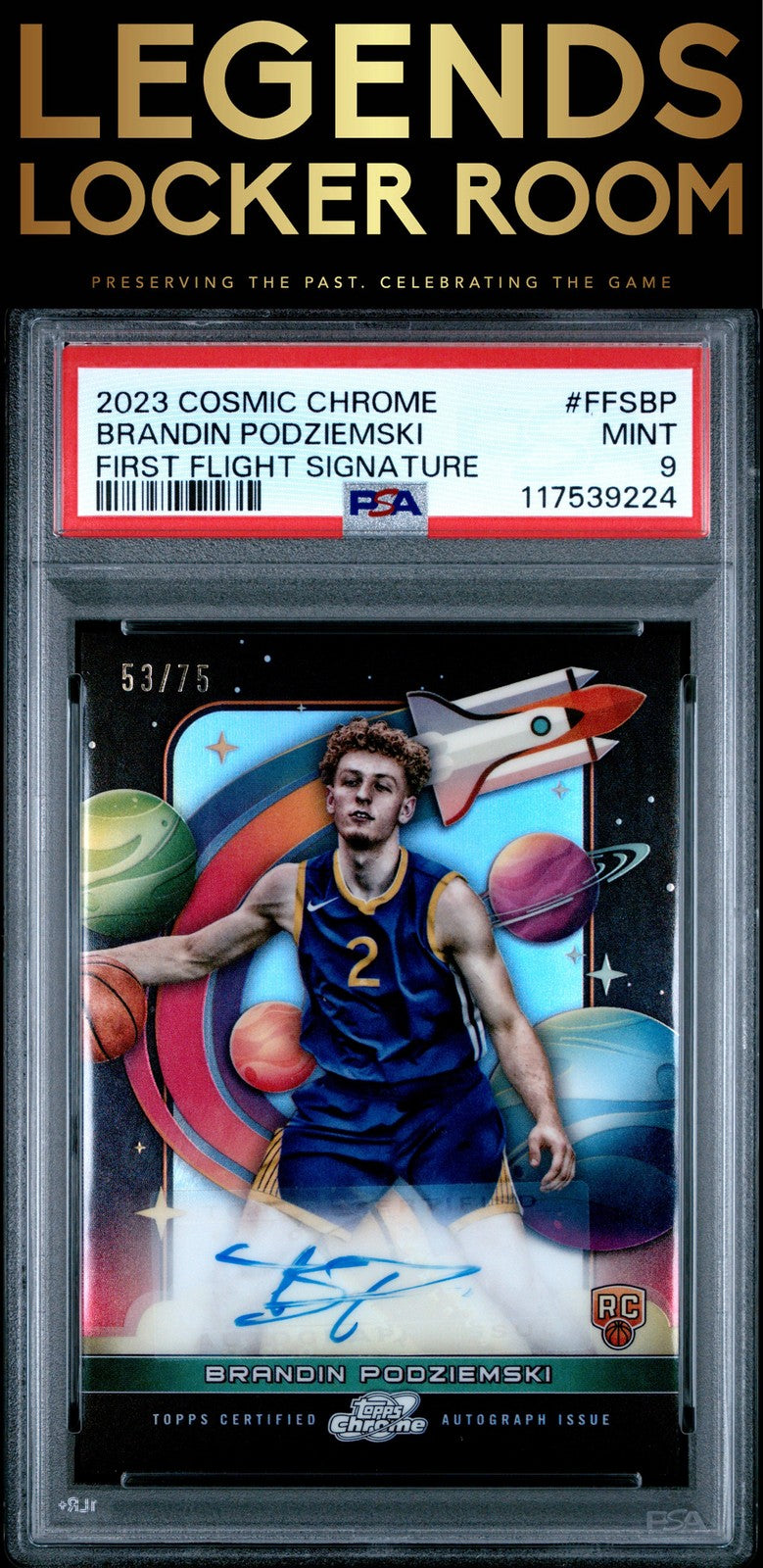 2023 Topps Cosmic Chrome First Flight Signatures #FFSBP Brandin Podziemski PSA 9