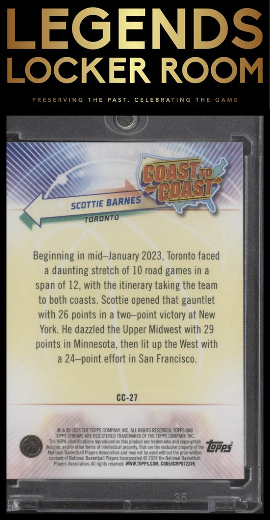 2023-24 Topps Chrome #CC-27 Scottie Barnes Coast to Coast Refractors Gold #/50