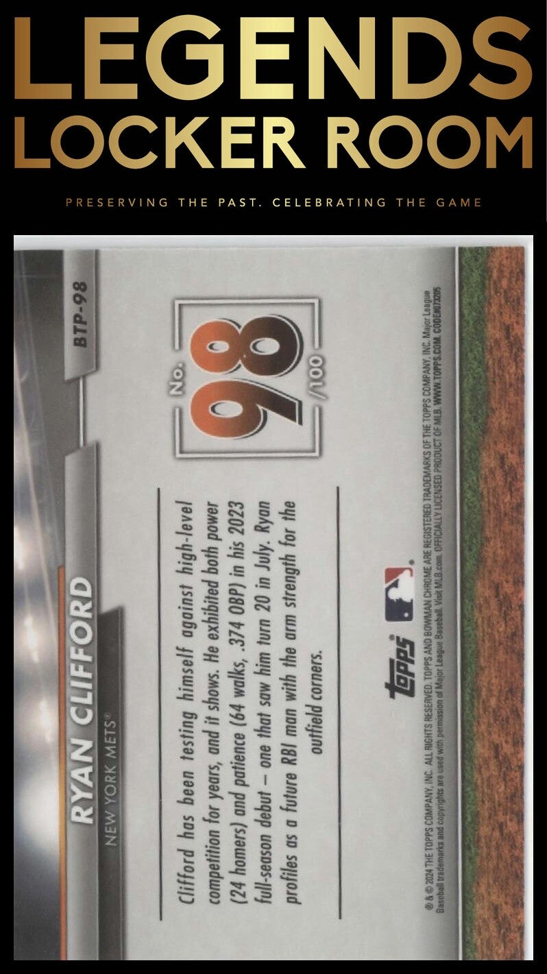 2024 Bowman Chrome #BTP-98 Ryan Clifford Bowman Scouts' Top 100