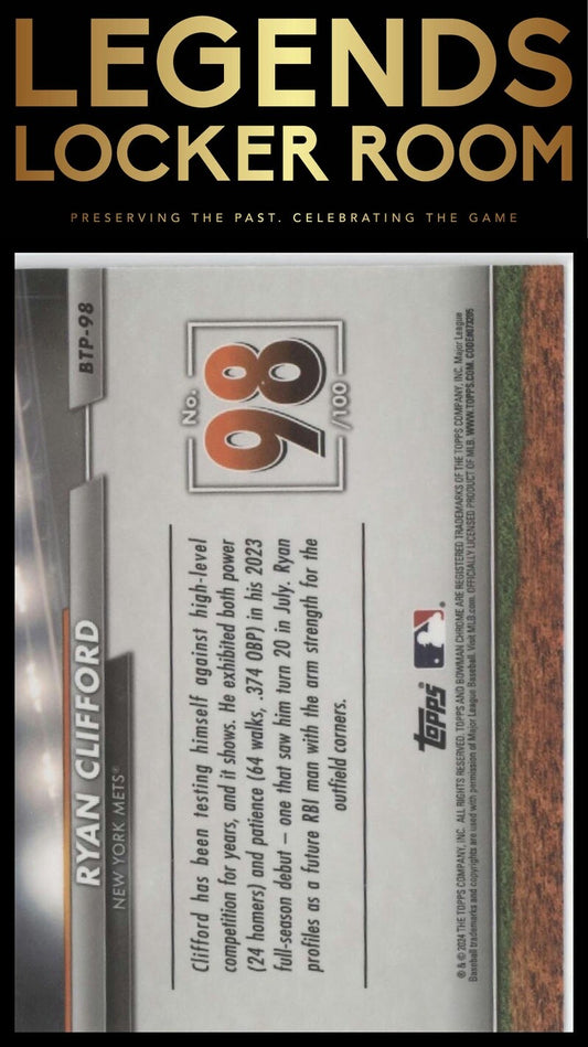2024 Bowman Chrome #BTP-98 Ryan Clifford Bowman Scouts' Top 100