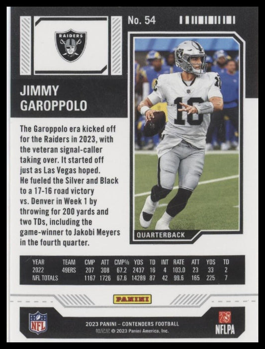 2023 Panini Contenders #54 Jimmy Garoppolo Season Ticket Retail
