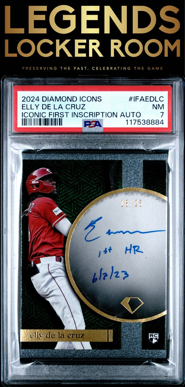 2024 Topps Diamond Icons Iconic First Inscription Auto Elly De La Cruz PSA 7