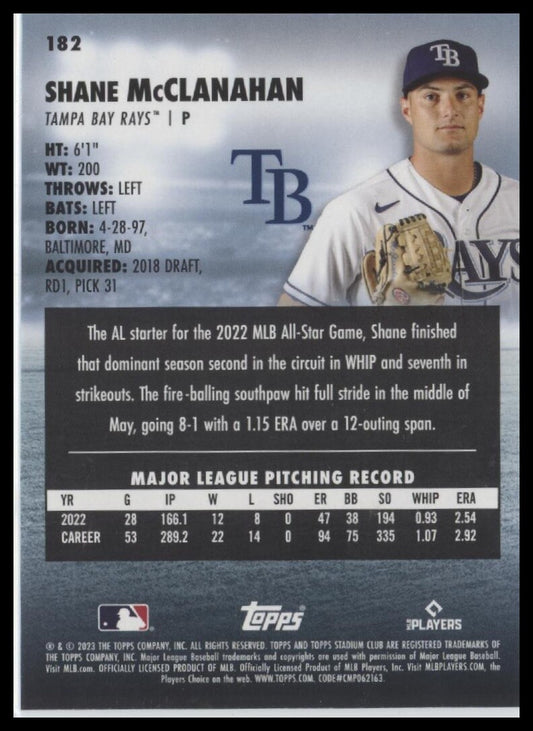 2023 Stadium Club #182 Shane McClanahan