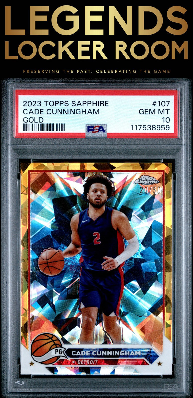 2023 Topps Chrome Sapphire Edition #107 Cade Cunningham Gold PSA 10