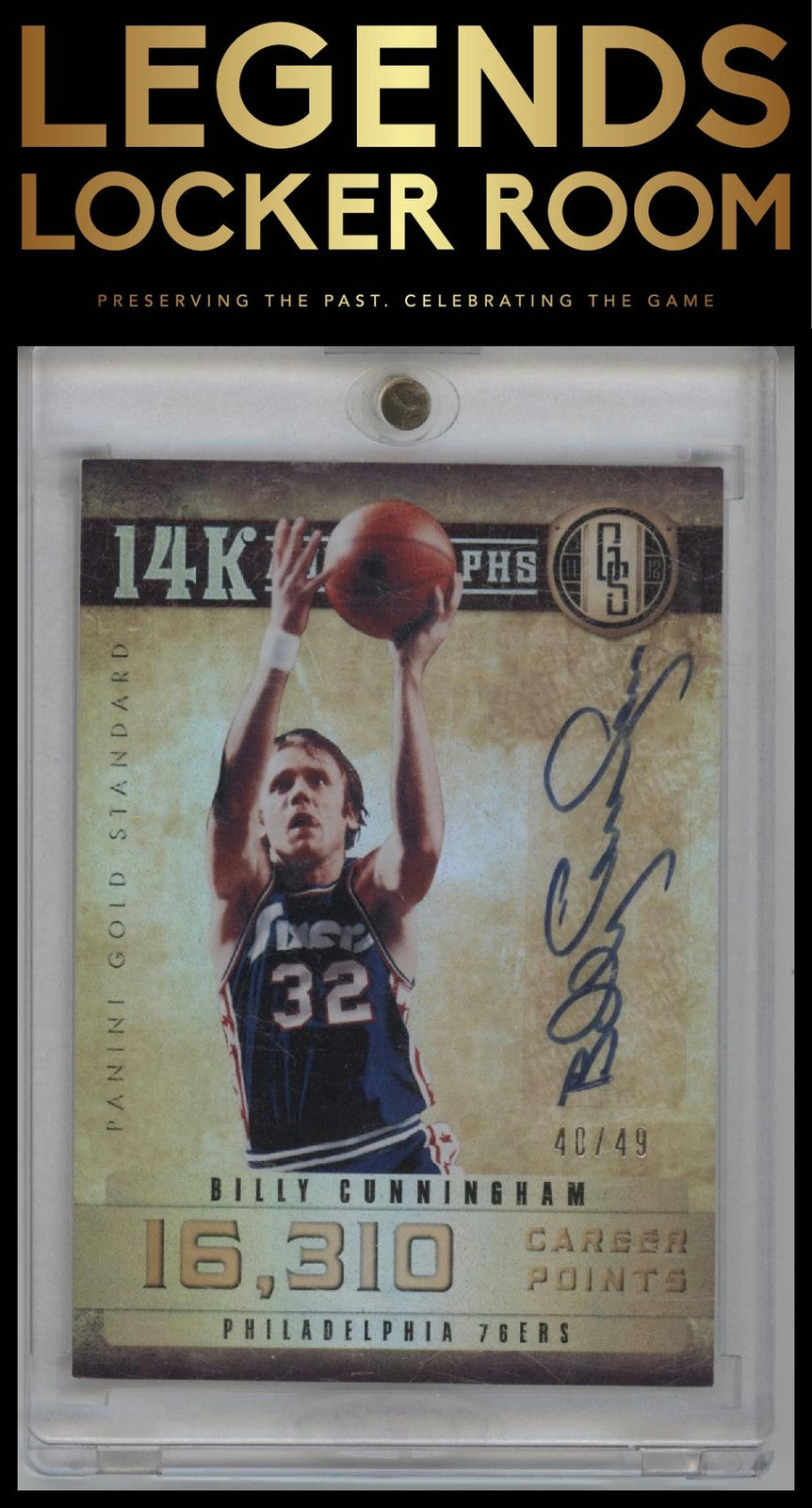 2011-12 Panini Gold Standard #50 Billy Cunningham 14K Autographs #/49